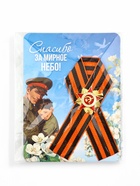 Значок с георгиевской лентой на 9 Мая «Спасибо за мирное небо!», 10.5×14 см - фото 809303643