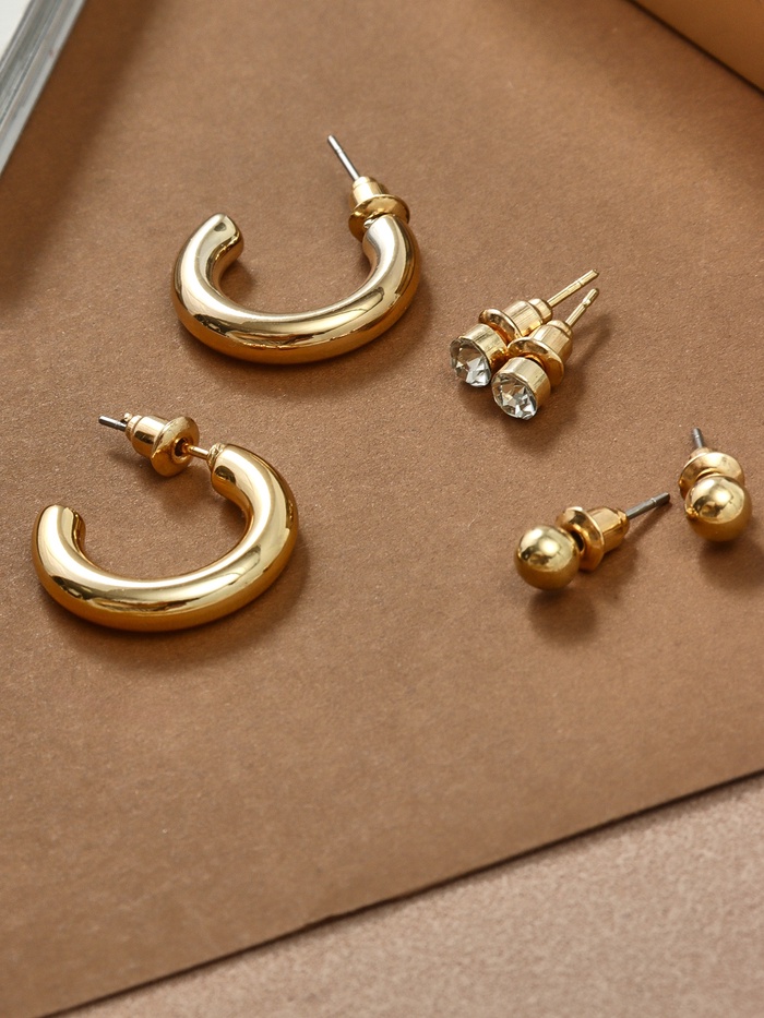 Серьги QF «Классика», набор 3 пары, кольца, цвет золото - Фото 1