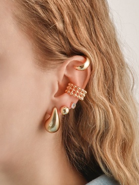 Набор серьги и каффы 8 шт. «Кольца» капли, цвет золото