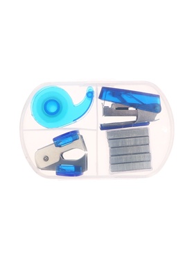 Степлер №10, от 5 листов, скобы 500 шт., антистеплер, диспенсер с клейкой лентой 10 мм×2метра