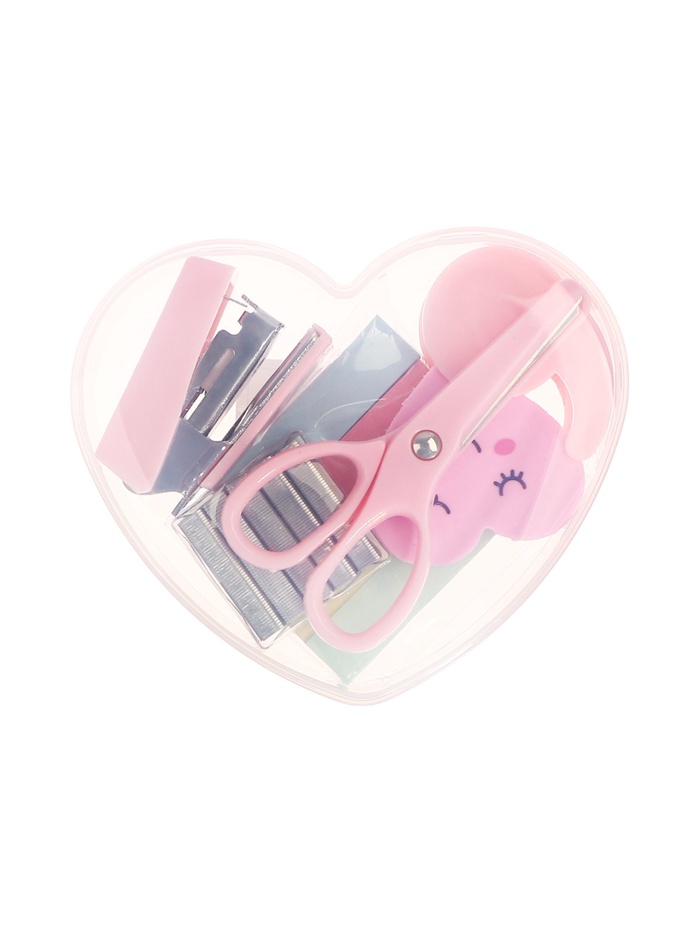 Канцелярский набор (степлер, скобы 500 штук, клейкая лента 10 мм × 2 м, ножницы, ластик, 50 блок-листов - 4 цвета) - Фото 1