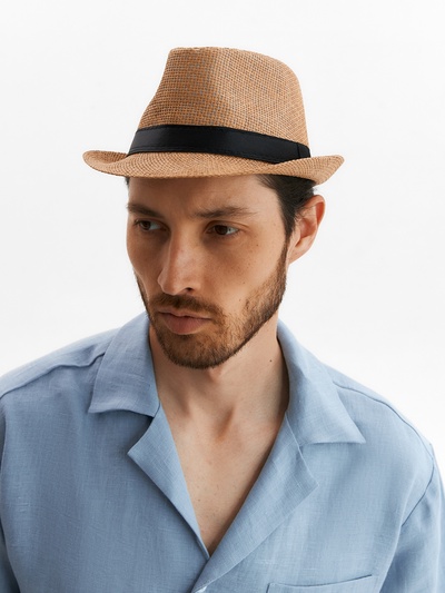 Шляпа мужская MINAKU «Плетеная», размер 58, бежевая