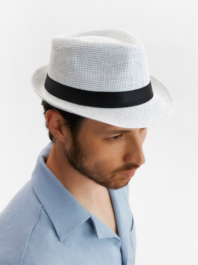 Шляпа мужская MINAKU «Плетеная», размер 58, белая