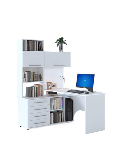 Стол компьютерный «КСТ14.1», левый, 1350×1235×1828 мм, белый