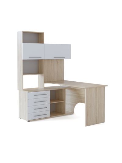 Стол компьютерный «КСТ14.1», левый, 1350×1235×1828 мм, дуб сонома/белый