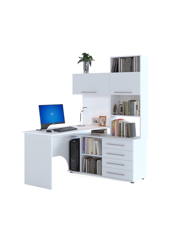 Стол компьютерный «КСТ14.1», правый, 1350×1235×1828 мм, белый - Фото 1
