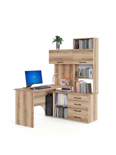 Стол компьютерный «КСТ14.1», правый, 1350×1235×1828 мм, дуб делано