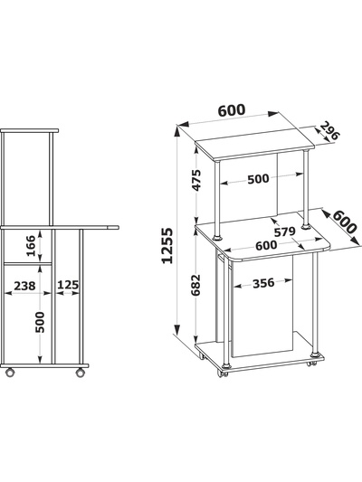 Стол компьютерный с полкой «КСТ-12», 600×600×1255 мм, бетон