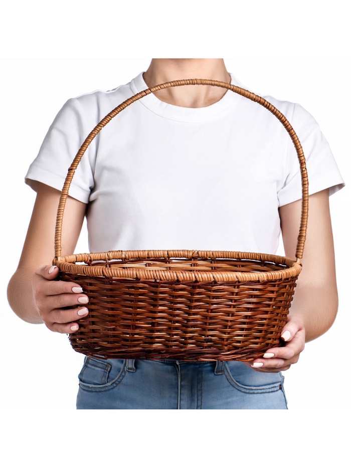 УЦЕНКА Корзина плетёная, 30×25×12/37 см, бамбук, лоза, МИКС - Фото 1