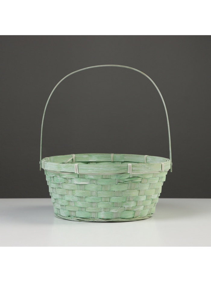 УЦЕНКА Корзина плетёная, 26×12/30 см, зелёный, бамбук - Фото 1