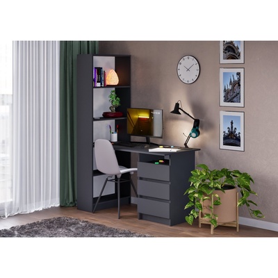 Стол письменный «Зара», со стеллажом, 750×1310×610 мм, цвет серый графит