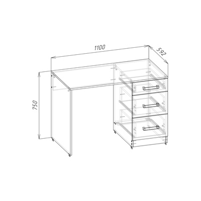 Стол письменный «СТАНДАРТ», 1100×750×590 мм, цвет графит