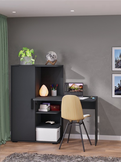Стол компьютерный со шкафом «Лайт», 1420×356×1282 мм, цвет серый графит