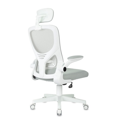 Кресло офисное MC-W101-H, 640×430×1120(1245) мм, светло-серый TW-02, TW-20 сетка/ткань пластик белый