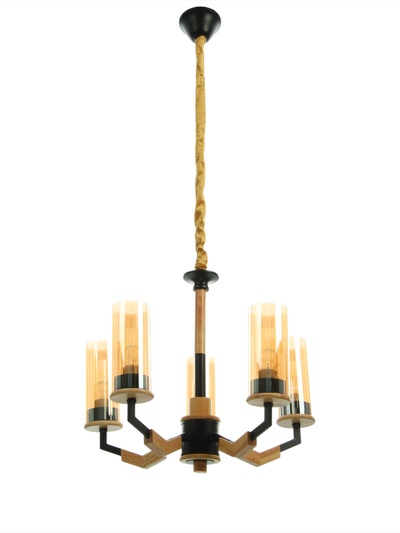 Люстра «Бертон» 5×40 Вт Е27 черный/коричневый 53×53×42(+60)см