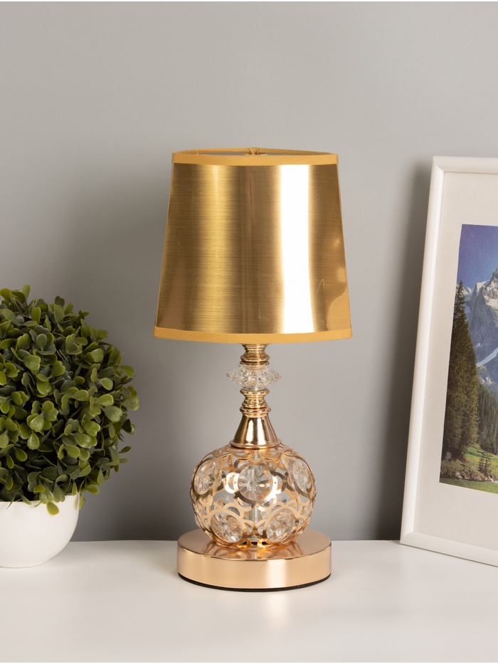 Лампа настольная с подсветкой LEd=58081/1 E27 40 Вт золото 15×15×30 см RISALUX