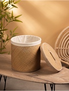 УЦЕНКА Корзина для белья с крышкой и тканевым подкладом, 30×30×30 см, ротанг - Фото 2