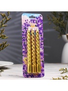 УЦЕНКА Набор свечей витых, 1.5×15 см, 3 шт., золотой блистер - Фото 3