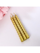 УЦЕНКА Набор свечей витых, 1.5×15 см, 3 шт., золотой блистер - Фото 2