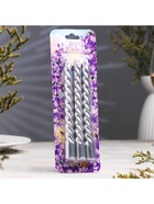 УЦЕНКА Набор свечей витых, 1.5×15 см, 3 шт., серебряный блистер - Фото 2