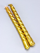 УЦЕНКА Набор свечей витых, 1.5×15 см, 2 шт., золотой металлик - Фото 6