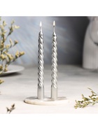 УЦЕНКА Набор свечей витых, 1.5×15 см, 2 шт., серебряный металлик 10880424