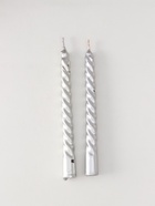 УЦЕНКА Набор свечей витых, 1.5×15 см, 2 шт., серебряный металлик 10880424