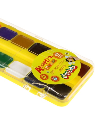 Акварель 12 цветов «Каляка-Маляка», медовая, без кисти, пластик