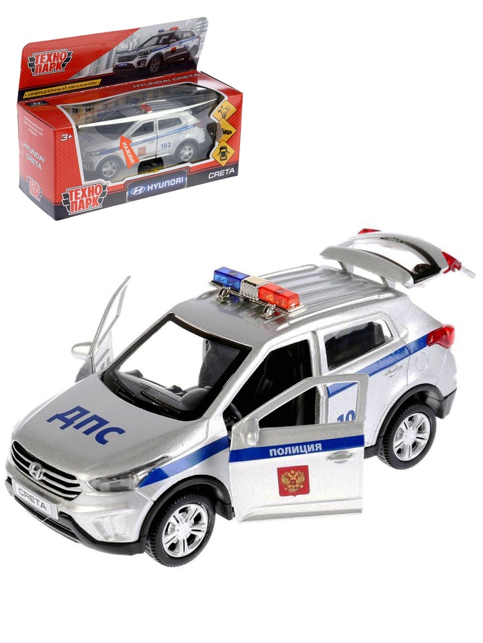 Машина металлическая Hyundai Creta «Полиция», 12 см, световые и звуковые эффекты, открываются двери - Фото 1