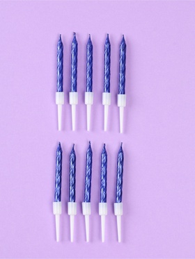 Свечи для торта «Спираль», 10 шт., 5 см, синий металлик