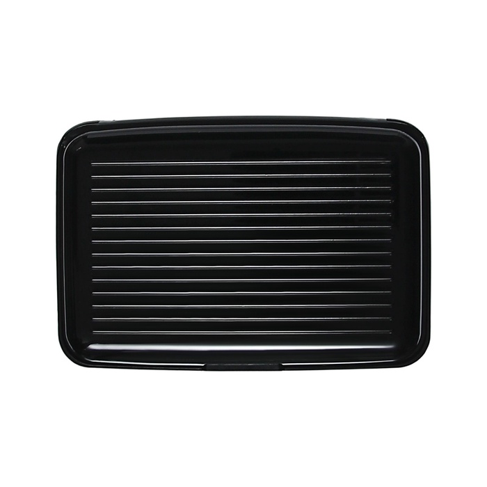 Визитница пластиковая, металлическая, с отделениями внутри, черная - Фото 1