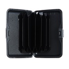 Визитница пластиковая, металлическая, с отделениями внутри, черная - Фото 4