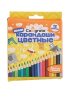 УЦЕНКА Карандаши 12 цветов МИНИ в картонной коробке CALLIGRATA, деревянные, треугольные - Фото 7
