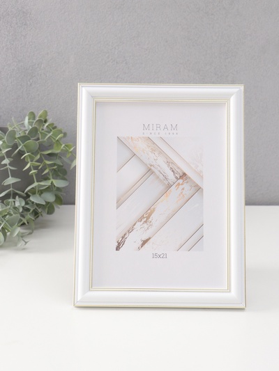 Фоторамка для фото 15×21 см «МИРАМ», пластик, белый, золото