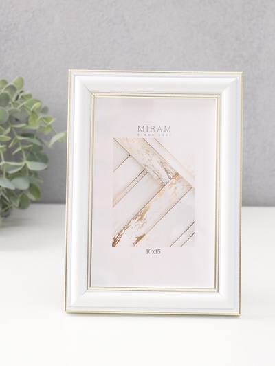 Фоторамка для фото 10×15 см «МИРАМ», пластик, белый, золото