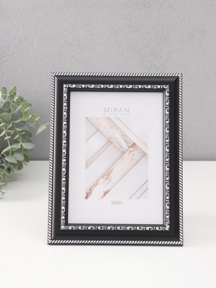 Фоторамка для фото 15×21 см «МИРАМ», пластик, чёрный - Фото 1