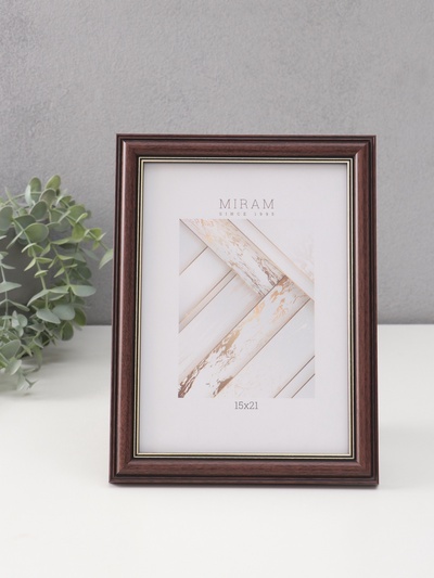 Фоторамка для фото 15×21 см «МИРАМ», пластик, коричневый, (пластиковый экран)