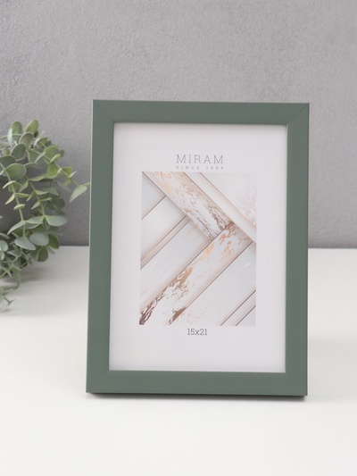 Фоторамка для фото 15×21 см «МИРАМ», пластик, зелёный, (пластиковый экран)