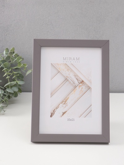 Фоторамка для фото 15×21 см «МИРАМ», пластик, т. серый, (пластиковый экран)