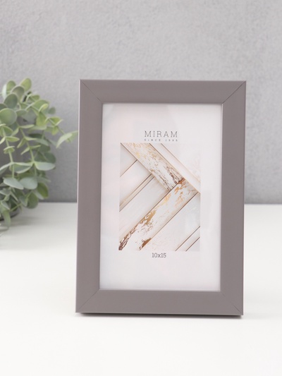 Фоторамка для фото 15×21 см «МИРАМ», пластик, т. серый, (пластиковый экран)