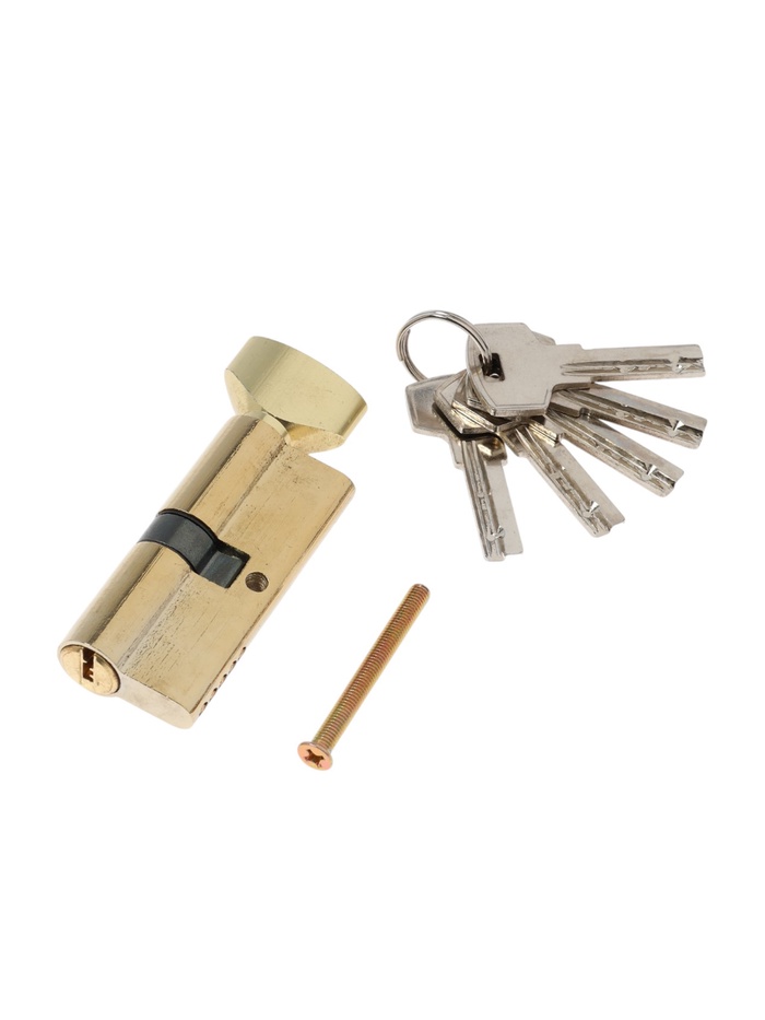 УЦЕНКА Цилиндровый механизм, 70 мм, с вертушкой, перфор. ключ, 5 ключей, цвет золото - Фото 1