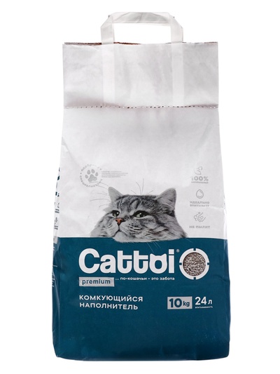 Наполнитель минеральный комкующийся Cattoi Premium 10 кг, пластиковый пакет