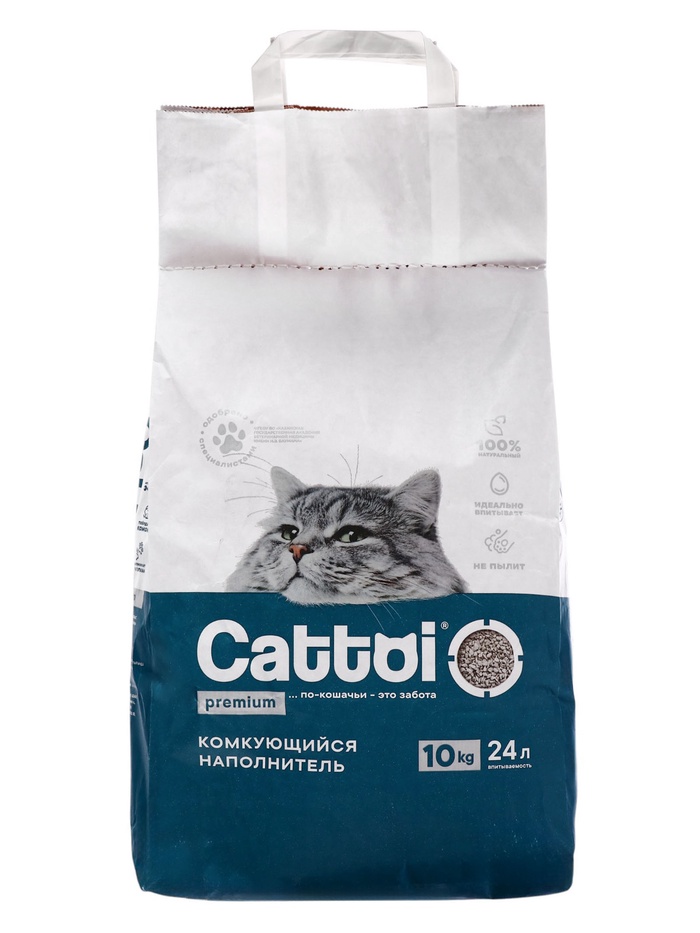Наполнитель минеральный комкующийся Cattoi Premium 10 кг,пластиковый пакет - Фото 1
