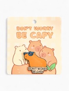 Значок «Капибара не волнуйся», оранжевый в чёрном металле (комплект 2 шт) - фото 37991704