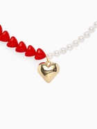 Бусы с жемчугом «Сердце», красно-белый в золоте, 45 см - Фото 5