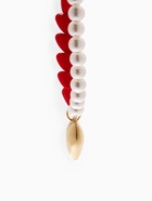 Бусы с жемчугом «Сердце», красно-белый в золоте, 45 см - Фото 6