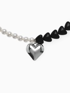 Бусы с жемчугом «Сердце», чёрно-белый в серебре, 45 см - Фото 2
