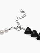 Бусы с жемчугом «Сердце», чёрно-белый в серебре, 45 см - Фото 5