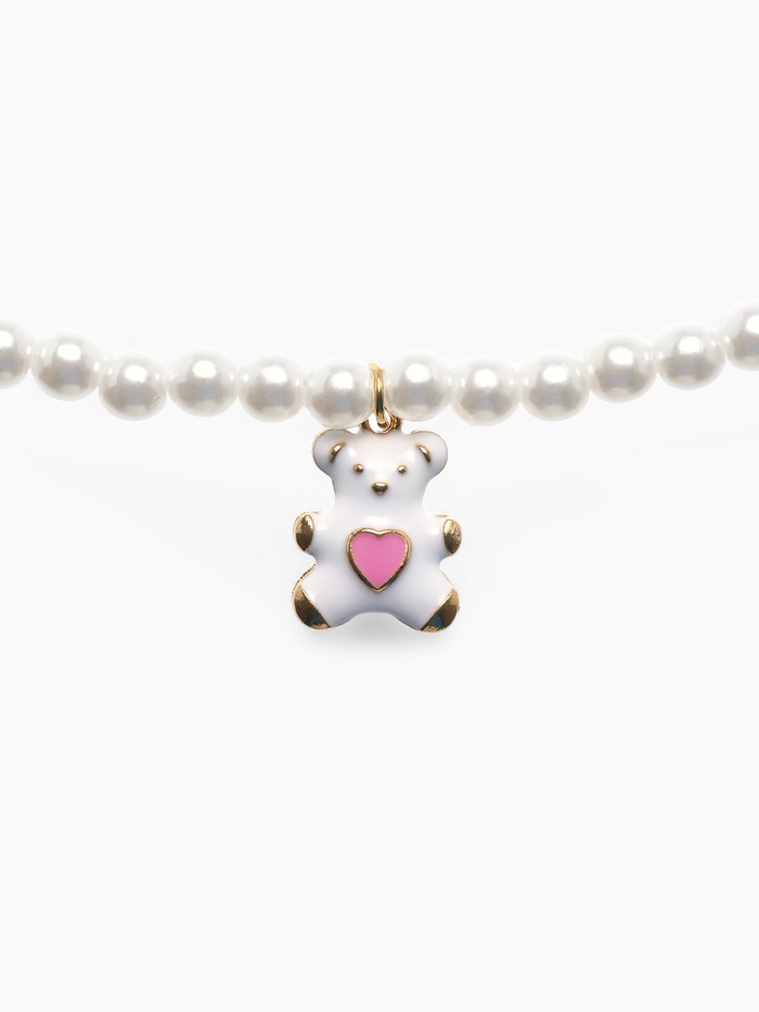 Бусы детские Выбражулька «Мишка», жемчуг, 40 см, белые в золоте - Фото 1