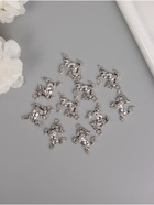 Набор декоративных элементов для творчества «Конь на дыбах», металл под серебро, 10 шт., 3.1×2.4×0.3 см - Фото 1